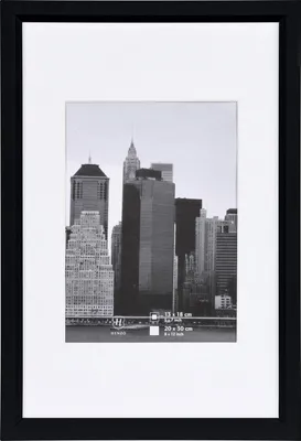 Immagine prodotto di Cornice Henzo 20x30 cm METALLICA nera, stile Manhattan, passe-partout 13x18