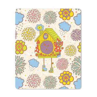 Produktbild von MuchoWow® Mauspad Mousepad Kuckucksuhr - Muster - Pilz - Blumen 30x40 cm - Mousepads - Maus Mat - Pad - Mausunterlage - Mausmatten