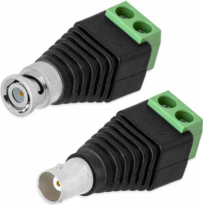 Produktbild von BNC Stecker + BNC Buchse > Terminalblock 2 Pin Schraubklemmen Adapter Verbinder[1x Stecker 1x Buchse]