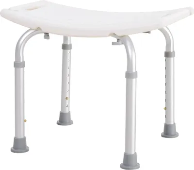 Image de Tabouret de douche - Chaise de douche - Réglable en hauteur - Pieds antidérapants - Montage nécessaire