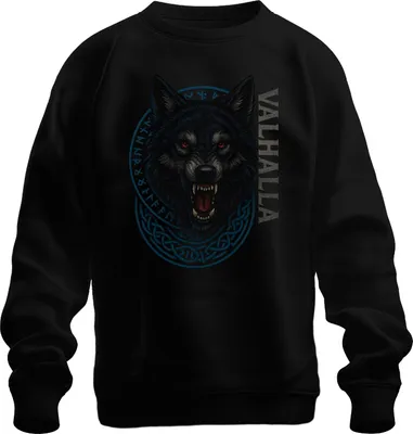 Obrázek produktu pro Viking Wolf Valhalla Runic Circle Nordic Celtic Fenrir Gothic Uni mikina, černá, XXL