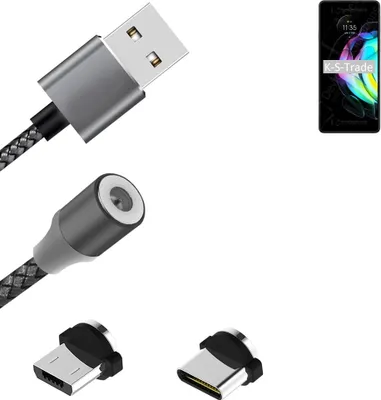 Produktbild von K-S-Trade Hochwertiges Magnet-Lade-kabel Sync-Kabel Daten-Kabel für Motorola Edge 20 mit USB-Typ-C-Anschluss und Micro-USB-Anschluss 2A bis zu