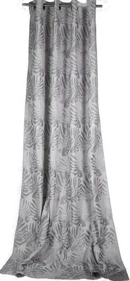 Produktbild von Ösenschal  Dekoschal Vorhang Gardine Blättermotiv Vintage Style Blickdicht  140 x 245 (BxH)cm grau