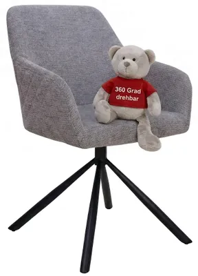 Produktbild von Esszimmerstuhl Cuneo Mouse Grey, Polsterstuhl drehbar mit Armlehne & Metallgestell