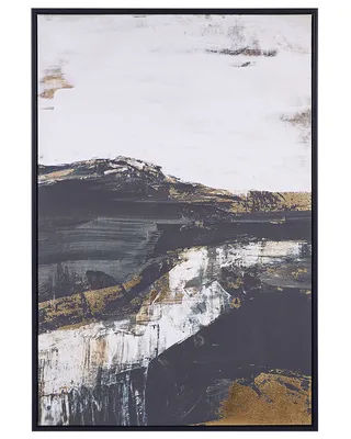 Produktbild von BELIANI Leinwandbild Schwarz-Weiß Stoff Canvas MDF-Platte 63x93 cm Rechteckig mit Schattenfugenrahmen Abstraktes Motiv Modern Wohnzimmer Schlafzimmer