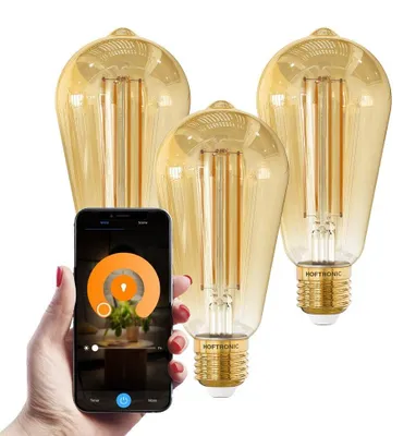 Produktbild von hoftronic Smart E27 LED-Glühlampe 7W 806lm ST64 Bernsteinfarben dimmbar 1800-3000K