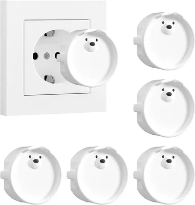Imagen del producto de Protectores de enchufe de silicona, 6 unidades, color blanco, para cocina y lavadero