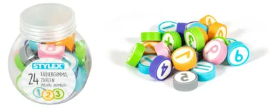 Produktbild von 24x Radiergummi / mit Zahlen 1 - 9 und Rechenzeichen