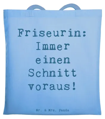 Produktbild von Mr. & Mrs. Panda Stoffbeutel Spruch Friseurin Kunst - Sky Blue - Geschenk, Beruf, Einkaufstasche, Friseurberuf, kreative Geschenke, Tasche, Friseur Slogan, Berufsprodukte