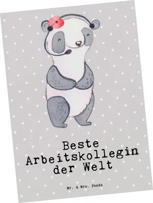 Produktbild von Mr. & Mrs. Panda Postkarte Panda Beste Arbeitskollegin der Welt - Grau Pastell - Geschenk, kunstkarte, Postkarten, Ruhestand, Ansichtskarte, Geschenkidee, Dankeschön