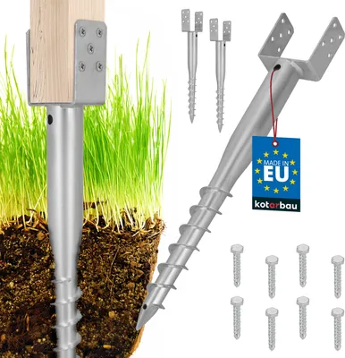 Immagine prodotto di KOTARBAU® 2 pz. Supporto per palo a U da avvitare 120x720 mm in acciaio zincato manicotto drive-in manicotto a terra base del palo bullone a U ancoraggio a terra ancoraggio a picchetto palo in legno recinzione gazebo recinzione giardino
