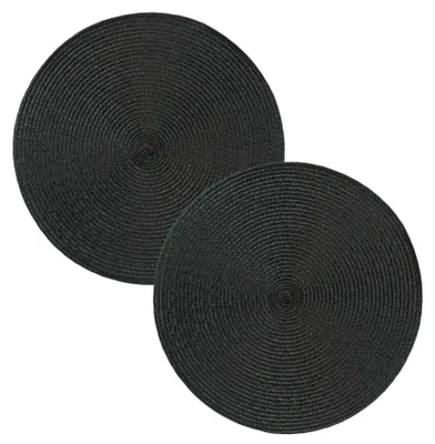 Produktbild von Tischset 2er Set Schwarz rund 35 cm Ø Platzset abwaschbar Platzdeckchen