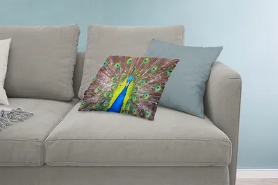 Produktbild von MuchoWow® Zierkissen Sofakissen Wohnzimmer Dekokissen 60x40 cm Pfau - Federn - Augen - Kopfkissen - Polster mit Foto