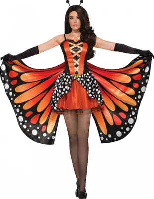 Produktbild von Schwarz/Oranges Monarch Schmetterling Kostüm mit Flügel Größe: S/M 36-38