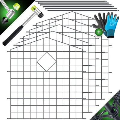 Immagine prodotto di KESSER® Recinzione per laghetto, recinzione da giardino, recinzione a innesto, set completo, elementi metallici, incl. martello + barre di fissaggio, recinzione a innesto per giardino, arco superiore arrotondato, set di recinzione a maglie, recinto per cani