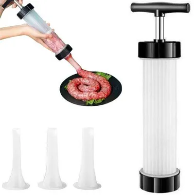 Produktbild von Handgehakte worstmaschine - Einfache Handgehaktes Fleischwerkzeug - Mit 3 Füllrohren - Für das Herstellen von Wurstn von verschiedenen Größen - Ideal für Festivals, Familienfeiern, Grillpartys