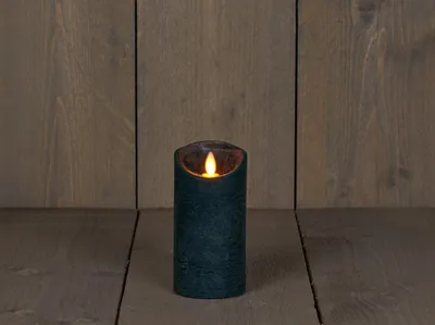 Productafbeelding van Kaars wax rustiek bewegende vlam 7,5x15 cm antiek groen b.o. Anna's Collection