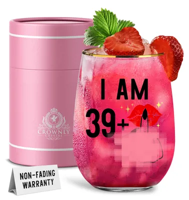 Weinglas 40. Geburtstag personalisiert – lustiges Geschenk für Frauen