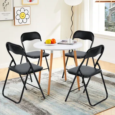 Image de H.J WeDoo Ensemble de meubles de jardin avec table ronde et 4 chaises pliantes Jardin Terrasse Set de table de jardin