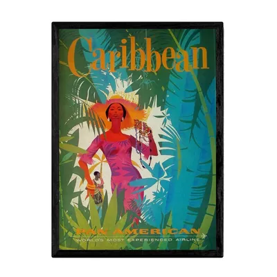 Vintage-Poster Karibik, A3 (29,7x42 cm), Retro-Deko für Innen