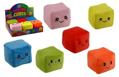 Produktbild von Johntoy Plüsch Fidget Würfel - 6 Stück - Slow Rise Spielwürfel