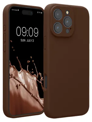 Produktbild von kwmobile Handyhülle für Apple iPhone 16 Pro Max Hülle - gummierte Handy Silikon Case für iPhone 16 Pro Max - Schutzhülle Cover - Chocolate