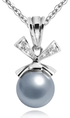 Produktbild von MATERIA 925 Silber Kettenanhänger Perle - Zirkonia Anhänger rhodiniert mit Schmuckbox #KA-244