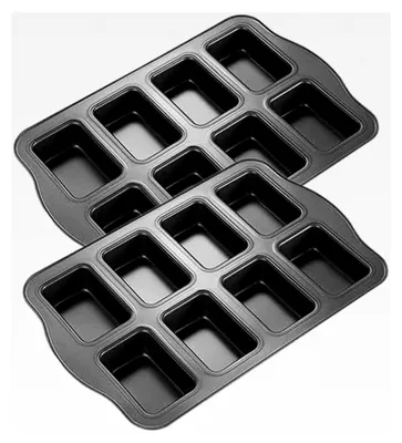 Produktbild von 8 Mini-Kastenformen, antihaftbeschichtet, Kohlenstoffstahl, grau (2er Set)