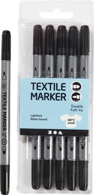 Produktbild von creativ company Stoffmalstifte Schwarz 6er Set