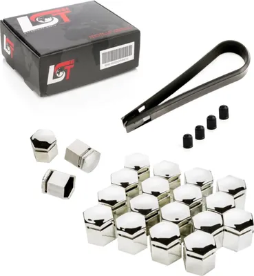 Produktbild von 20x Radschrauben Kappen 17mm chromfarben für JEEP CHEVROLET CHRYSLER FORD ROVER