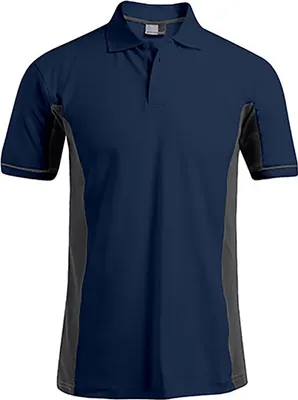 Produktbild von Funktions Kontrast Poloshirt Herren, Marineblau-Hellgrau, S