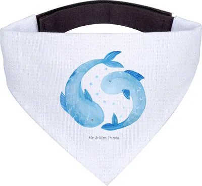 Produktbild von Mr. & Mrs. Panda Bandana Sternzeichen Fische - Weiß - Geschenk, Hunde Hals Tuch, Halstuch Für, Fisch, Hund, Geburtstag März, Februar, Dreieckstuch, Sternbild