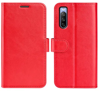 Productafbeelding van MobyDefend Hoesje - Geschikt voor Sony Xperia 5 IV - Wallet Book Case (Sluiting Achterkant) - Rood