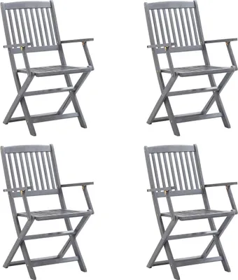 Produktbild von vidaXL Klappbare Gartenstühle 4 Stk. mit Sitzkissen Massivholz Akazie