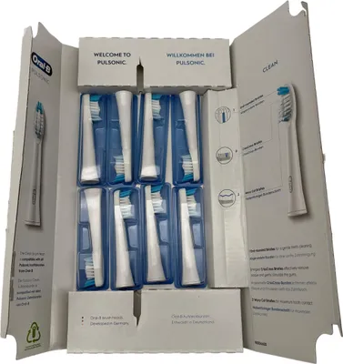 Produktbild von Oral-B Pulsonic Clean Aufsteckbürsten für Schallzahnbürsten, 8 Stück, Zahnbürstenaufsatz für Oral-B Schallzahnbürste,