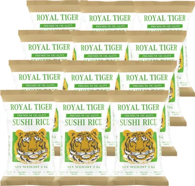 Produktbild von Royal Tiger Sushireis, 12x 2kg, Reis für Sushi, Risottoreis, Rundkornreis