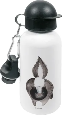 Produktbild von Mr. & Mrs. Panda Trinkflasche Stinktier Angriff - Weiß - Geschenk, Wasserflasche, Skunk, Raubtier, Wildtier, Drohung, Stinker, Sportflasche, Kita, Kinder, Kindergarten