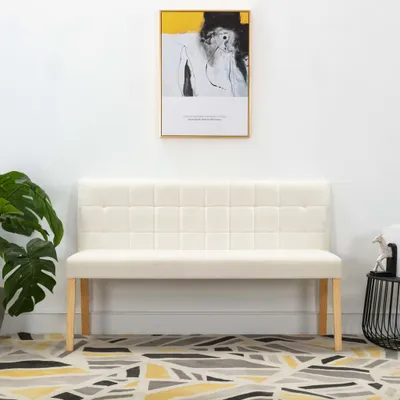 Imagen del producto de Banco Living, 140 cm, color crema, tapizado en terciopelo