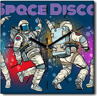 Produktbild von Coloray Uhr auf Leinwand 30x30 cm Wand Uhr Dekoration Wohnzimmer Segeltuch schwarze Hände -Astronautenparty.
