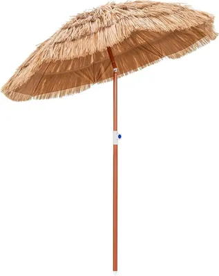 Produktbild von GOPLUS Hawaii Strandschirm, Ø175cm Sonnenschirm mit Neigungsfunktion & verstellbarer Höhe, Terrassenschirm für Garten & Strand