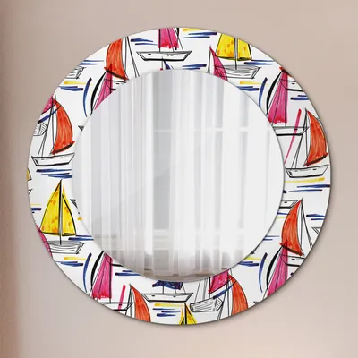 Produktbild von Spiegel - Mirror zum Wandspiegel Schlafzimmer – Schminkspiegel- Boot auf dem See- Ø60cm