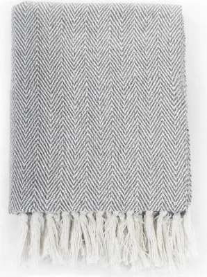 Immagine prodotto di Copriletto in Cotone a Spina di Pesce 160x210 cm Grigio