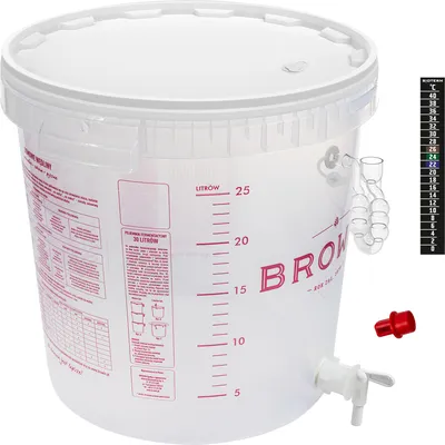 Produktbild von Browin Gärbehälter Für Bier Mit Gärröhrchen, Ablasshahn, Thermometer Und Sediment-Rreduzierer