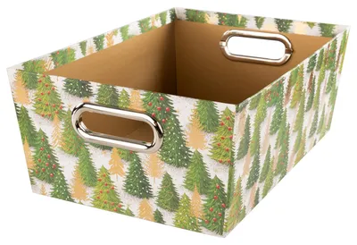 Aufbewahrungsbox mit Weihnachtsbaum-Motiv, 33x22,9x12,7 cm