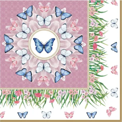 Produktbild von 20 Servietten Spring Parade - Schmetterlinge an Sommerbordüre 33x33cm