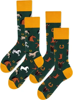 Produktbild von MANY MORNINGS Doppelpack Socken Uni Verschiedene Motive, Größe: Socken:43-46, Farbe:Horse Derby