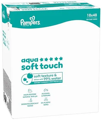 Immagine prodotto di Salviettine umidificate PAMPERS Aqua Soft Touch 18x48