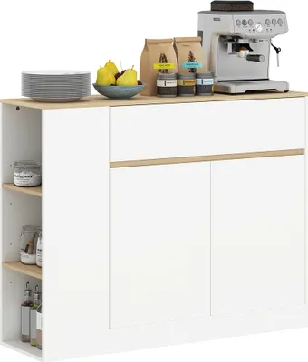 Zdjęcie produktu dla HOMCOM Szafka kuchenna z szufladą, 2 drzwi, regulowane półki, komoda bufetowa do kuchni, salonu, jadalni, 105 x 30 x 81,5 cm Biały