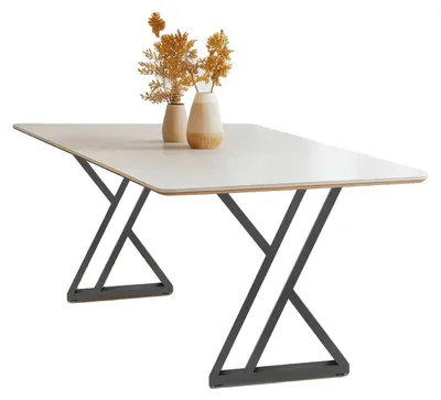 Image de Pieds de table, hauteur de 70 cm, design en forme de X, capacité de charge de 300 kg, lot de 2, matériau : fer et caoutchouc