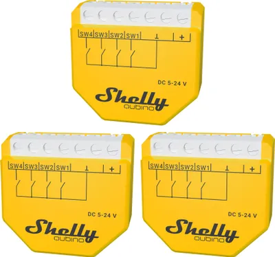 Zdjęcie produktu dla Aktywator sceny SHELLY Wave i4 DC, podtynkowy, żółty, 3 szt